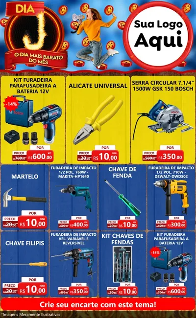 Modelo de Encarte para Encarte Grande com o tema Dia J - O Dia Mais Barato Do Mês para Maquinas e Ferramentas