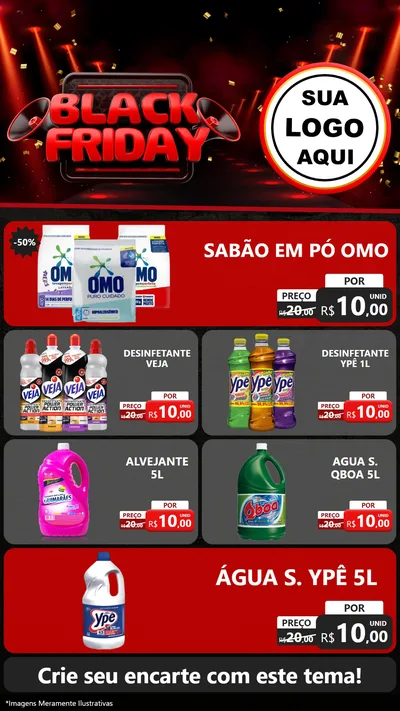 Modelo de TV para TV Vertical com o tema Black Friday para Produtos de Limpeza