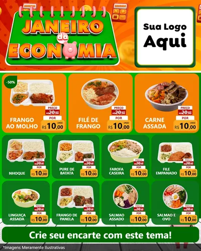 Modelo de Rede Social para Feed Instagram com o tema Janeiro da Economia para Restaurante