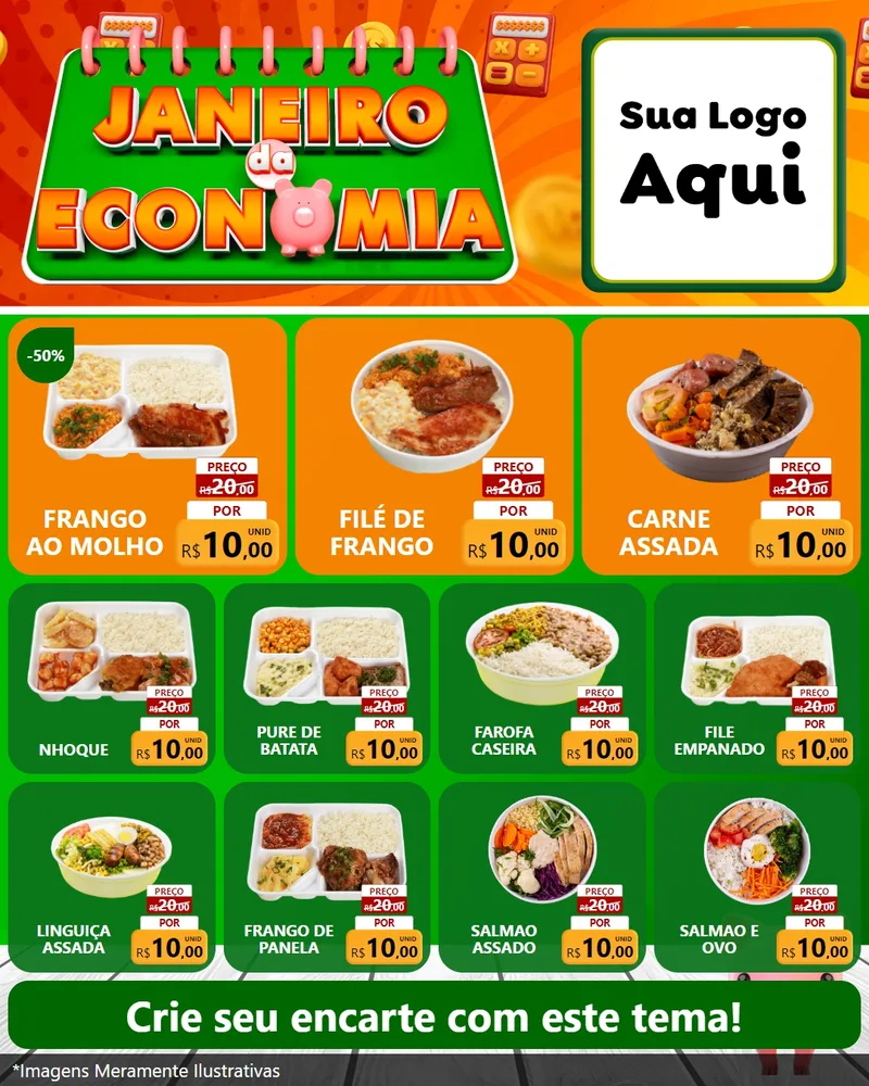 Modelo de Rede Social para Feed Instagram com o tema Janeiro da Economia para Restaurante