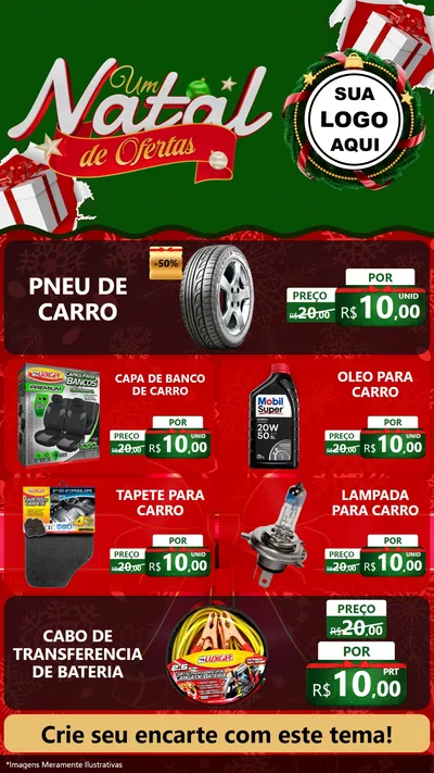 Modelo de TV para TV Vertical com o tema Um Natal de Ofertas para Auto peças