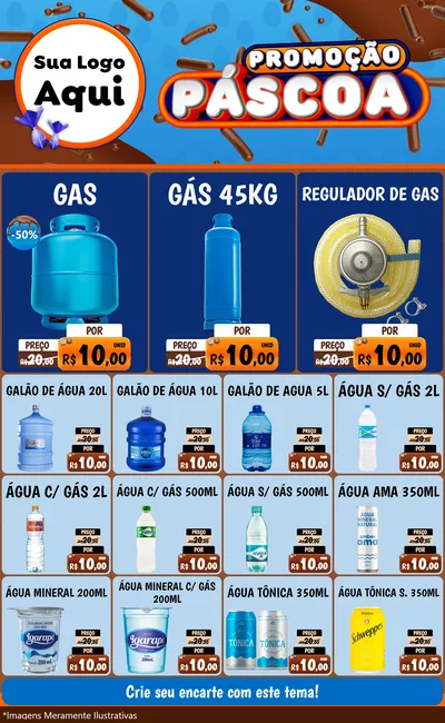 Modelo de Encarte para Encarte Grande com o tema Promoção Páscoa para Água e gás