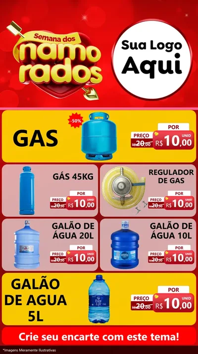 Modelo de TV para TV Vertical com o tema Semana dos namorados para Água e gás