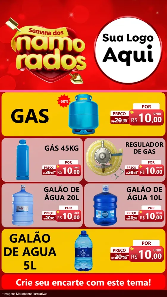 Modelo de TV para TV Vertical com o tema Semana dos namorados para Água e gás
