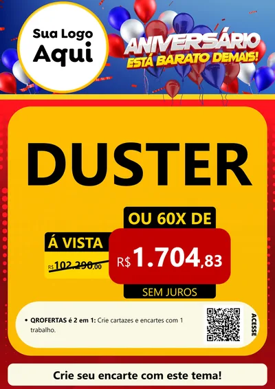 Modelo de Cartaz para Cartaz A4 Vertical com o tema Aniversário para Concessionaria de Carros