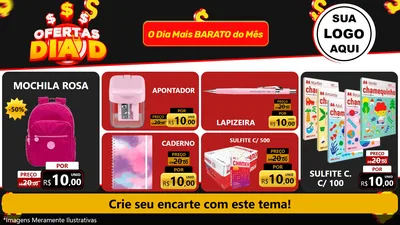 Modelo de TV para TV Horizontal com o tema Ofertas Dia D para Papelaria