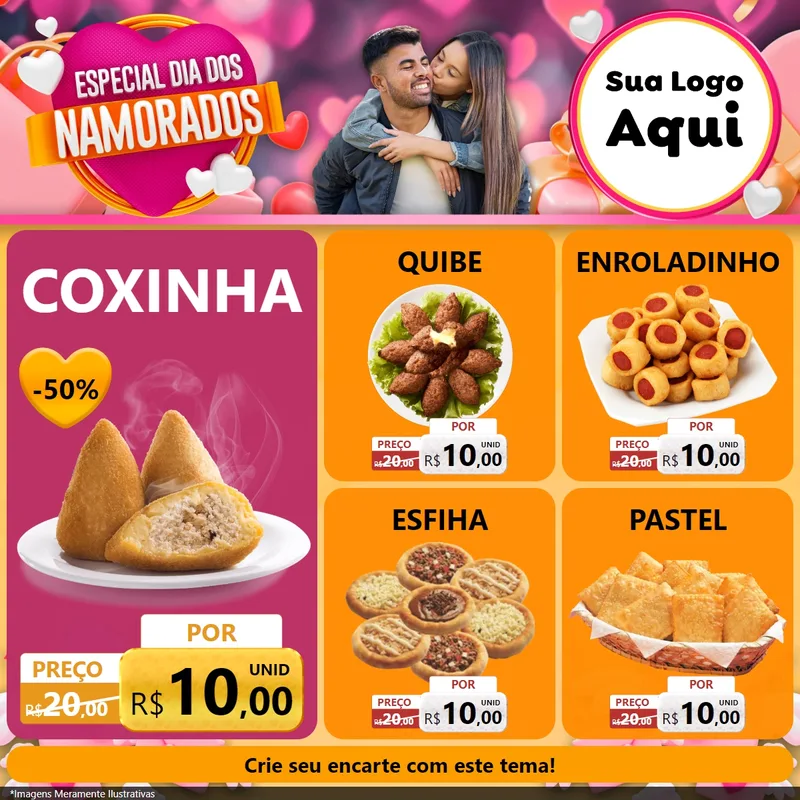 Modelo de Rede Social para Feed Facebook com o tema Especial Dia dos Namorados para Salgadaria