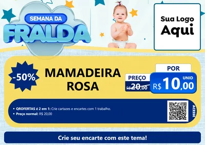 Modelo de Cartaz para Cartaz A4 Horizontal com o tema Semana da Fralda para Bebês