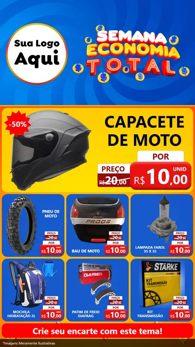 Modelo de Rede Social para Stories com o tema Semana Economia Total para Moto peças
