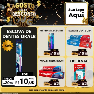 Modelo de Rede Social para Feed Facebook com o tema Agosto Mês do Desconto Louco para Higiene Pessoal