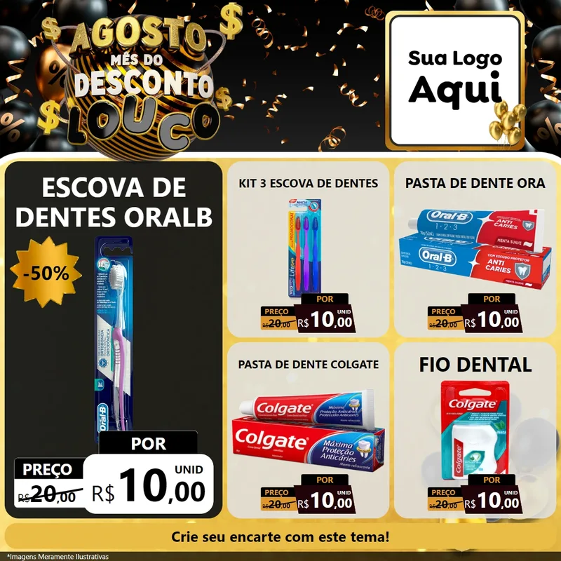 Modelo de Rede Social para Feed Facebook com o tema Agosto Mês do Desconto Louco para Higiene Pessoal