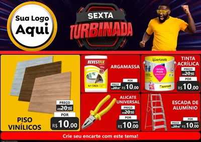 Modelo de Encarte para Encarte A4 Horizontal com o tema Sexta Turbinada para Material para Construção