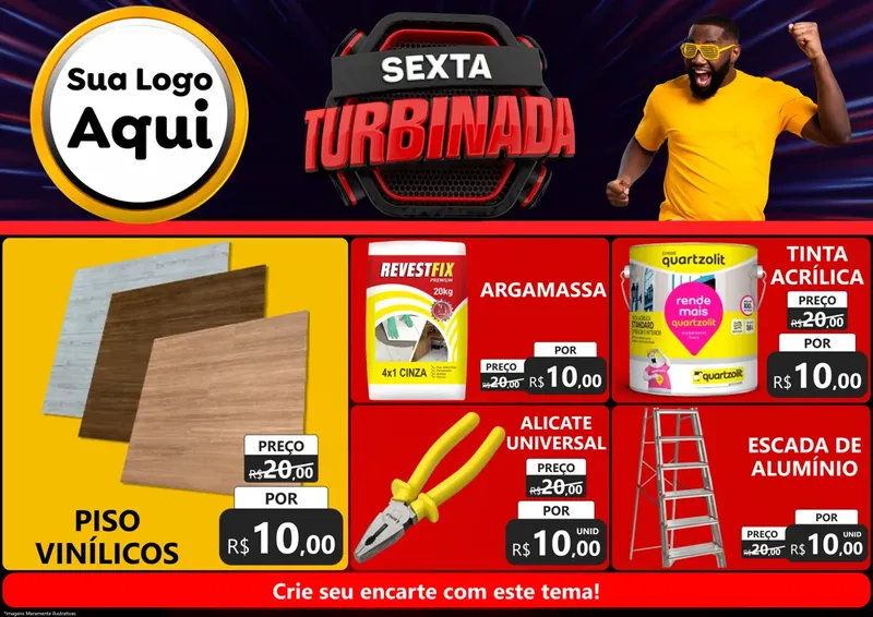Modelo de Encarte para Encarte A4 Horizontal com o tema Sexta Turbinada para Material para Construção