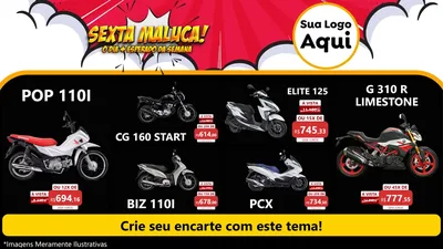 Modelo de TV para TV Horizontal com o tema Sexta Maluca! para Concessionaria de Motos