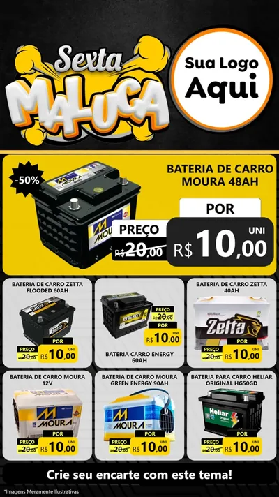 Modelo de Rede Social para Stories com o tema Sexta Maluca para Baterias Elétricas