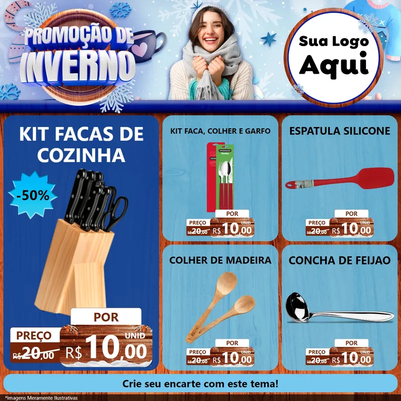 Modelo de Rede Social para Feed Facebook com o tema Promoção de Inverno para Utilidades Domésticas
