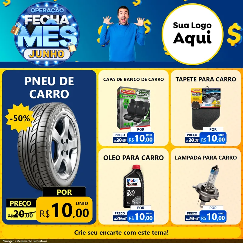 Modelo de Rede Social para Feed Facebook com o tema Operação Fecha Mês, Junho para Auto peças
