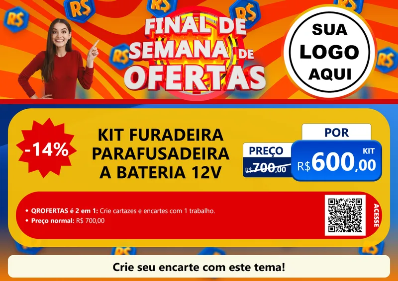 Modelo de Cartaz para Cartaz A4 Horizontal com o tema Final de Semana de Ofertas para Maquinas e Ferramentas