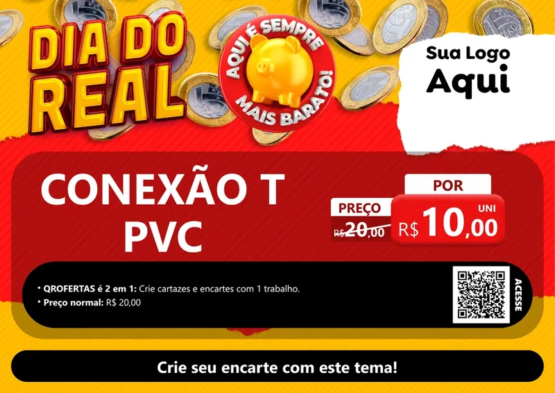 Modelo de Cartaz para Cartaz A4 Horizontal com o tema Dia Do Real para Tubos e conexões