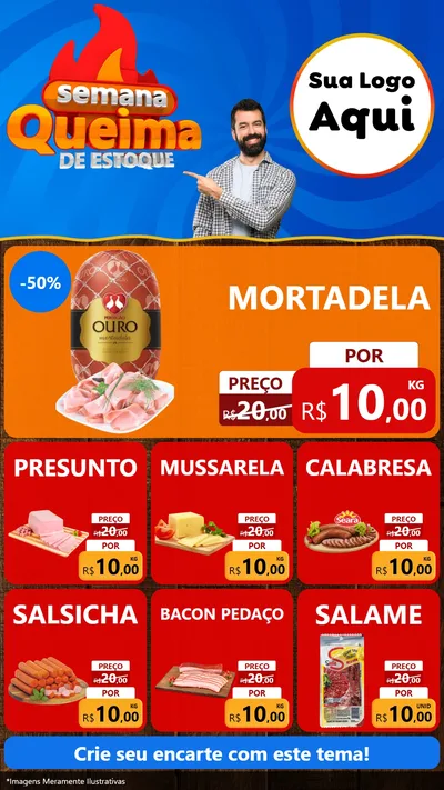 Modelo de Rede Social para Stories com o tema Semana Queima de Estoque para Frios e Laticínios