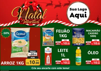 Modelo de Encarte para Encarte A4 Horizontal com o tema Natal Imperdível para Supermercado