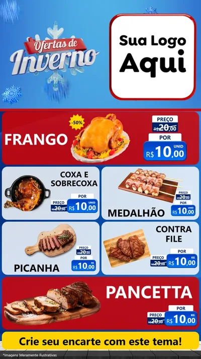 Modelo de TV para TV Vertical com o tema Ofertas de Inverno para Assados