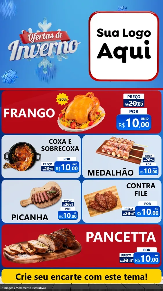 Modelo de TV para TV Vertical com o tema Ofertas de Inverno para Assados