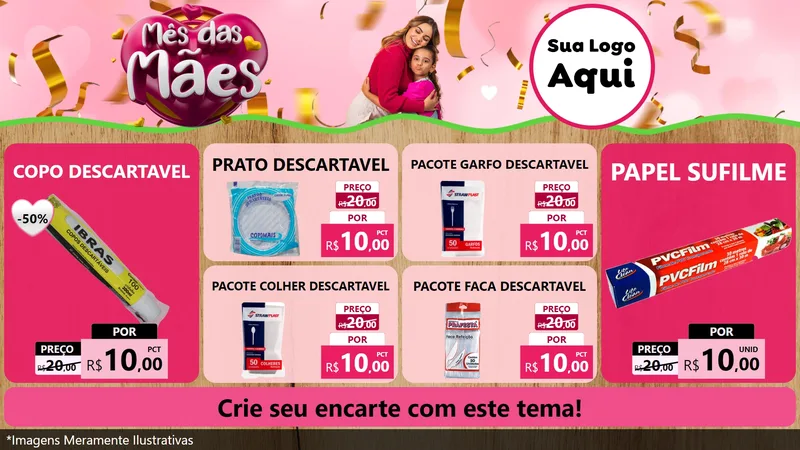 Modelo de TV para TV Horizontal com o tema Mês das Mães para Embalagens