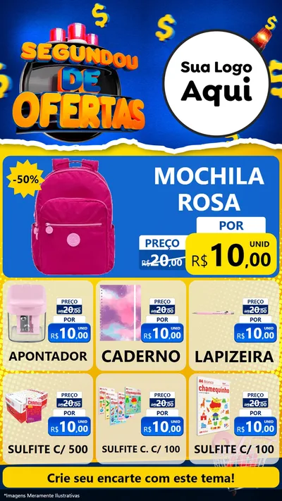 Modelo de Rede Social para Stories com o tema Segundou de Ofertas para Papelaria
