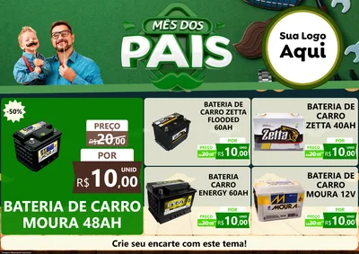 Modelo de Encarte para Encarte A4 Horizontal com o tema Mês dos Pais para Baterias Elétricas