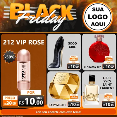 Modelo de Rede Social para Feed Facebook com o tema Black Friday para Perfumes