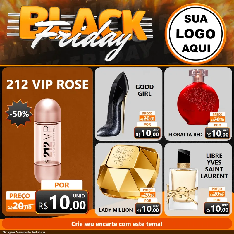 Modelo de Rede Social para Feed Facebook com o tema Black Friday para Perfumes