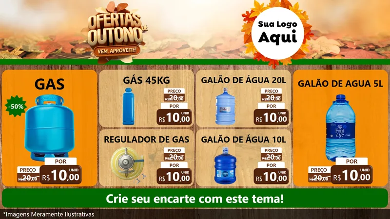Modelo de TV para TV Horizontal com o tema Ofertas de Outono - Vem, Aproveite! para Água e gás