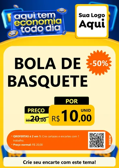 Modelo de Cartaz para Cartaz A4 Vertical com o tema Aqui Tem Economia Todo Dia para Artigos Esportivos