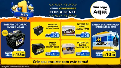 Modelo de TV para TV Horizontal com o tema Um Mês de Aniversário para Baterias Elétricas