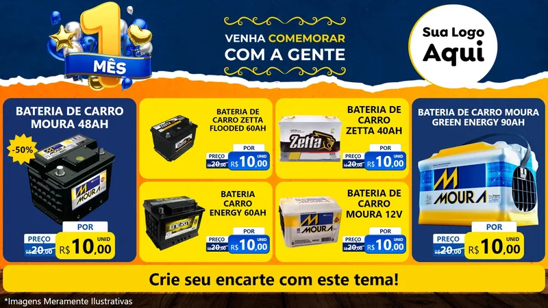 Modelo de TV para TV Horizontal com o tema Um Mês de Aniversário para Baterias Elétricas