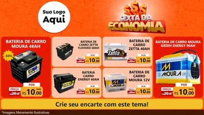 Modelo de TV para TV Horizontal com o tema Sexta da Economia para Baterias Elétricas