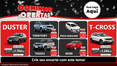 Modelo de TV para TV Horizontal com o tema Domingou de Ofertas para Concessionaria de Carros