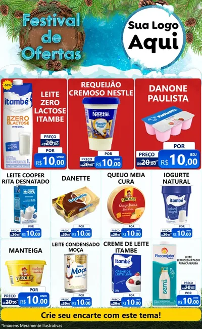 Modelo de Encarte para Encarte Grande com o tema Festival de Ofertas - Inverno para Frios e Laticínios