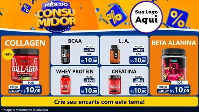Modelo de TV para TV Horizontal com o tema Mês do Consumidor para Suplementos alimentares