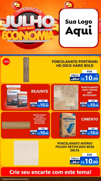 Modelo de TV para TV Vertical com o tema Operação Julho Com Mais Economia para Pisos e revestimentos