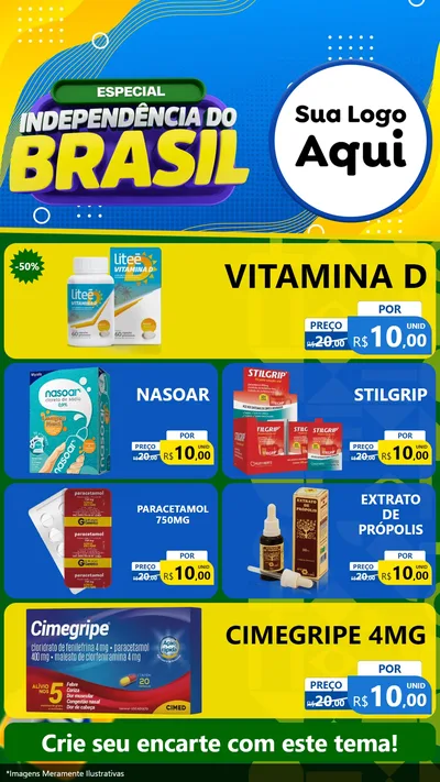 Modelo de TV para TV Vertical com o tema Especial Independência do Brasil para Farmácia