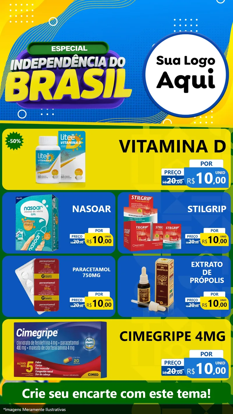 Modelo de TV para TV Vertical com o tema Especial Independência do Brasil para Farmácia