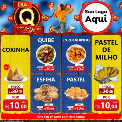 Modelo de Rede Social para Feed Facebook com o tema Dia Q - O Dia Mais Barato Do Mês para Salgadaria
