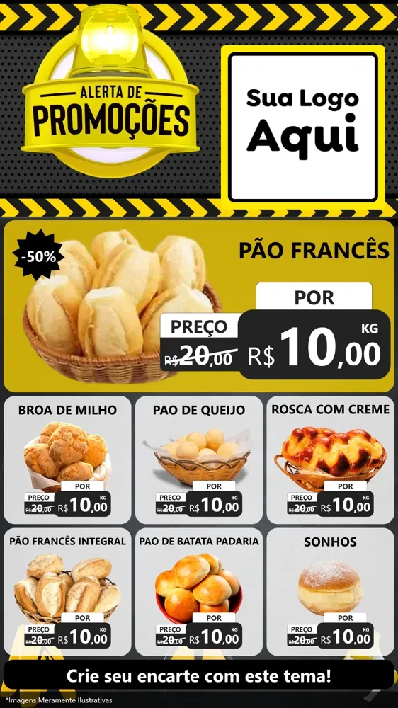 Modelo de Rede Social para Stories com o tema Alerta de Promoções para Padaria