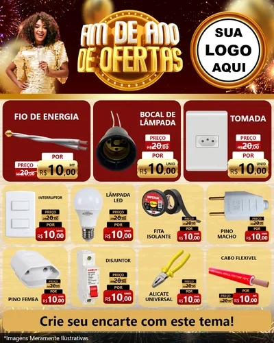Modelo de Rede Social para Feed Instagram com o tema Fim de Ano de Ofertas para Materiais Elétricos