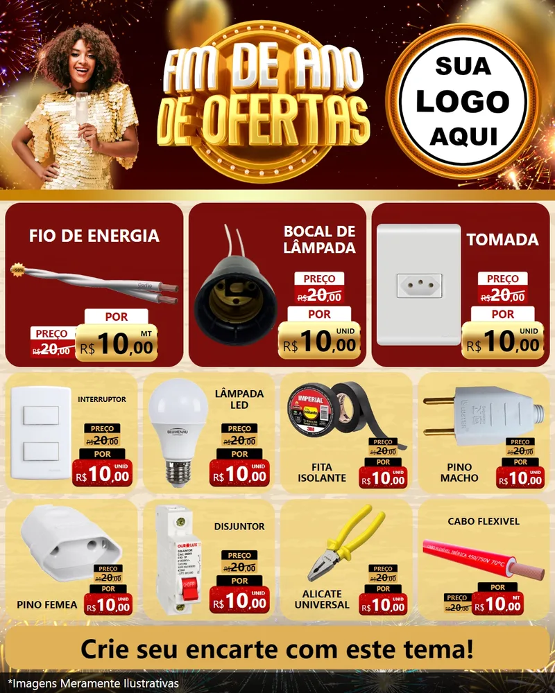 Modelo de Rede Social para Feed Instagram com o tema Fim de Ano de Ofertas para Materiais Elétricos