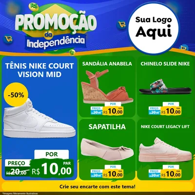 Modelo de Rede Social para Feed Facebook com o tema Promoção da Independência para Calçados