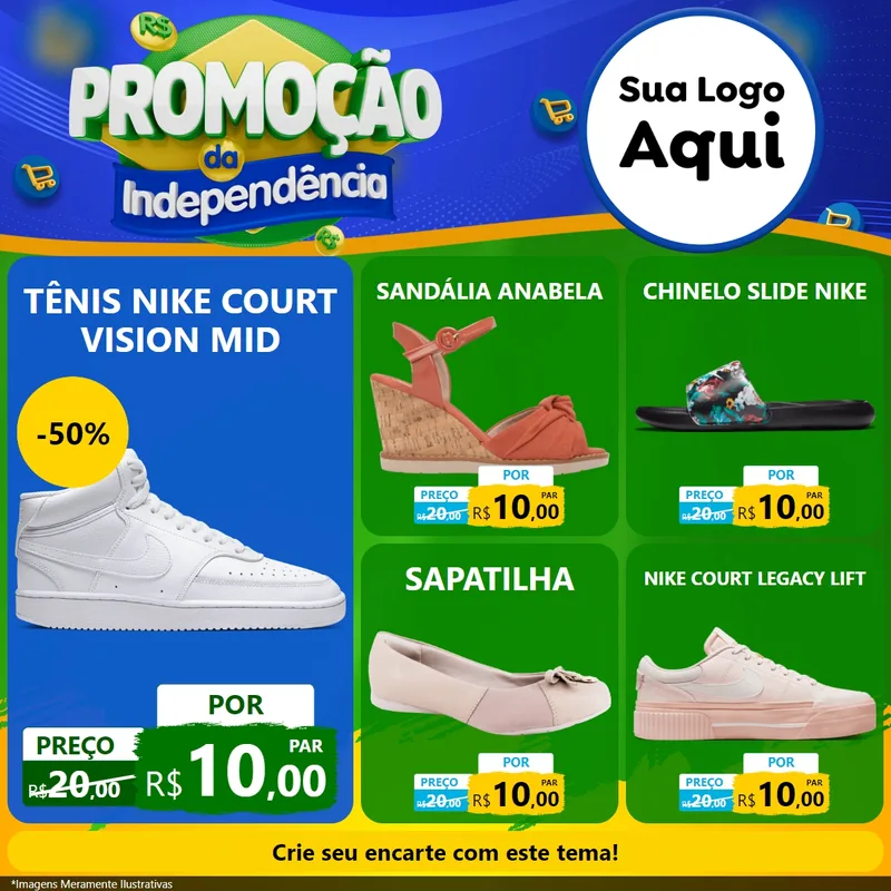 Modelo de Rede Social para Feed Facebook com o tema Promoção da Independência para Calçados