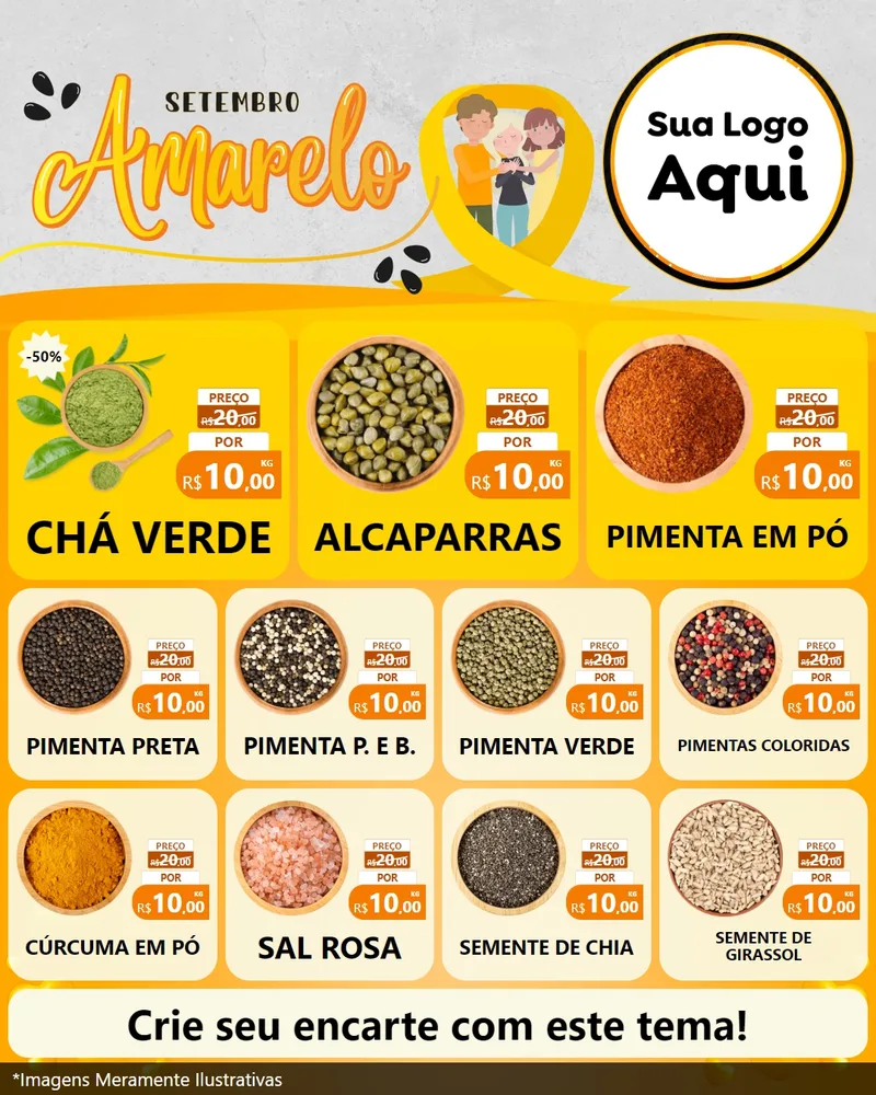 Modelo de Rede Social para Feed Instagram com o tema Setembro Amarelo para Produtos Naturais